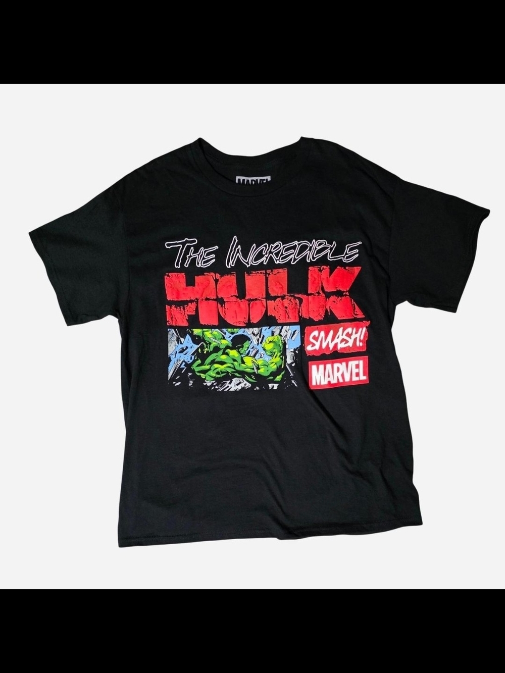NEW The Incredible Hulk Smash Marvel Black Cotton T-Shirt Size L
